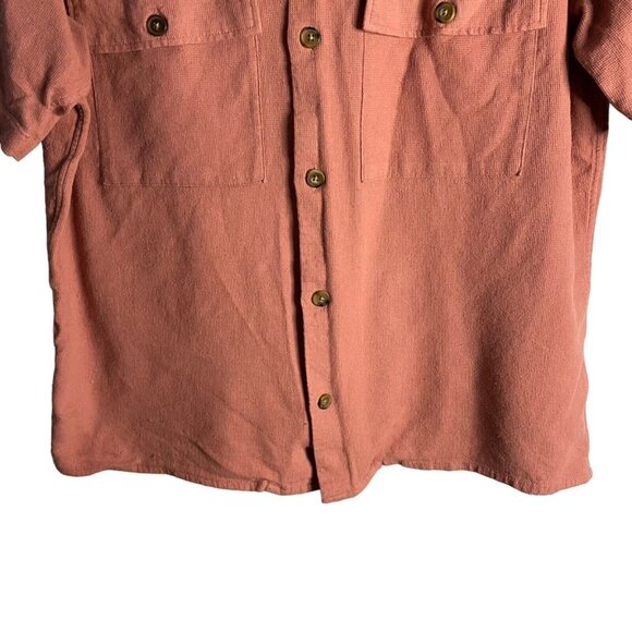 DJab Men's Coral Button-Down 100% Organic Cotton Short Sleeve Shirt - Picture 3 of 8